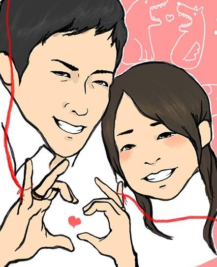 カップル似顔絵】2人の思い出を残そう!役立つシーンと安く依頼する 大阪買い 貴方、又はカップルの肖像画を描きます! 絵画/タペストリ