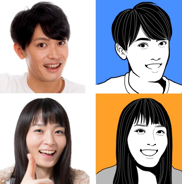 モノトーンの似顔絵お描きします シンプルで印象に残る似顔絵です!即日納品可!