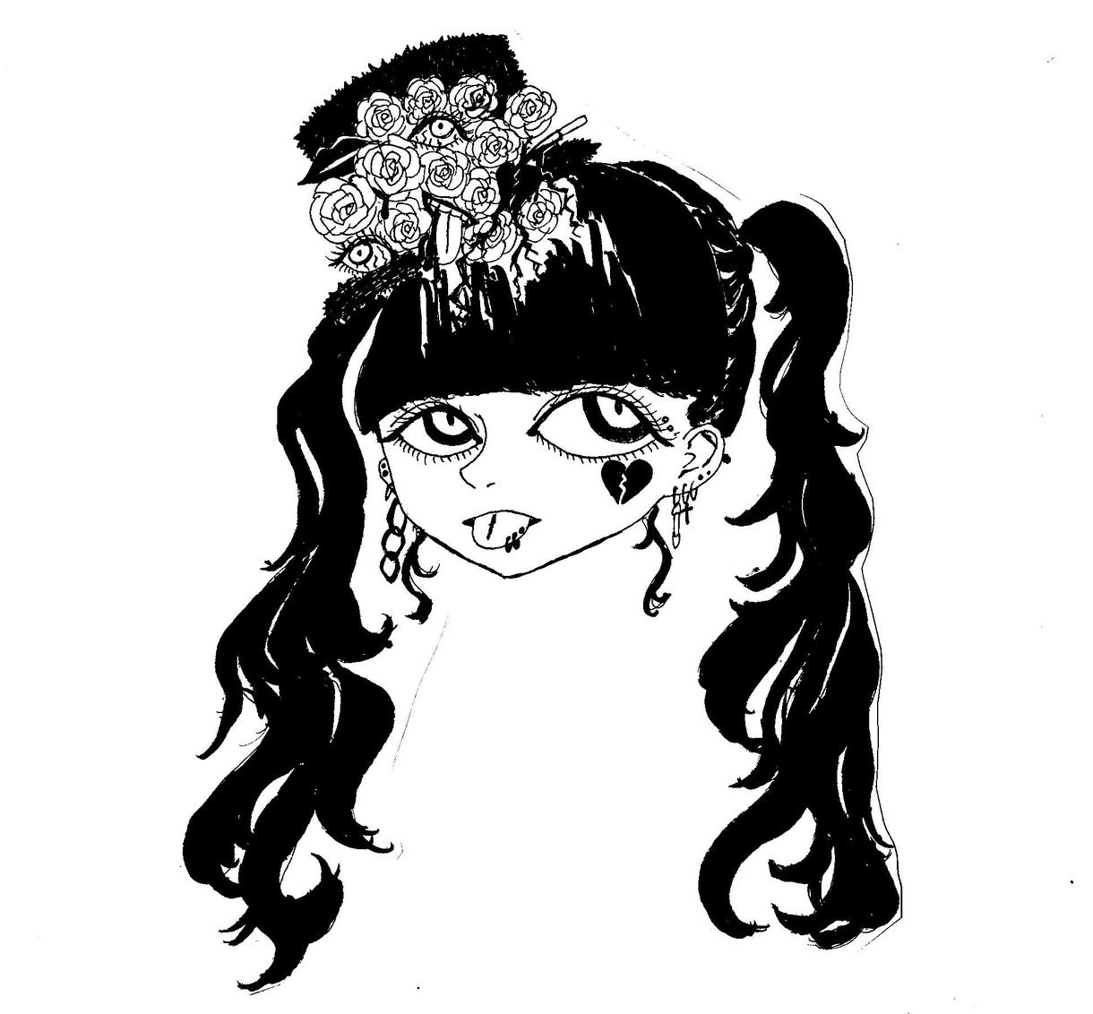 手描きでモノクロ女の子を描きます モノクロのイラストが好きな方ぜひ…