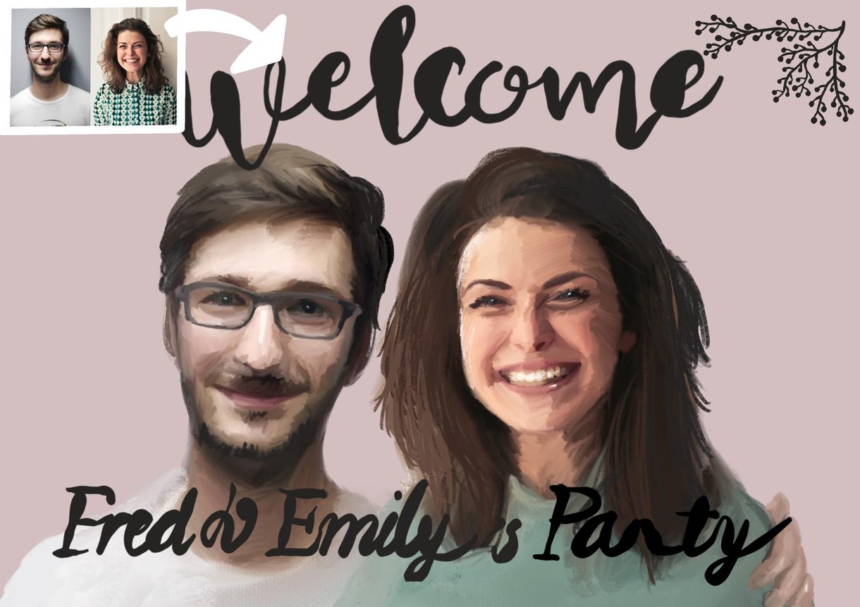 ウェルカムボード 油絵タッチイラストを描きます 写真を元におしゃれでアーティスティックなイラストに ウェルカムボードの作成 ココナラ