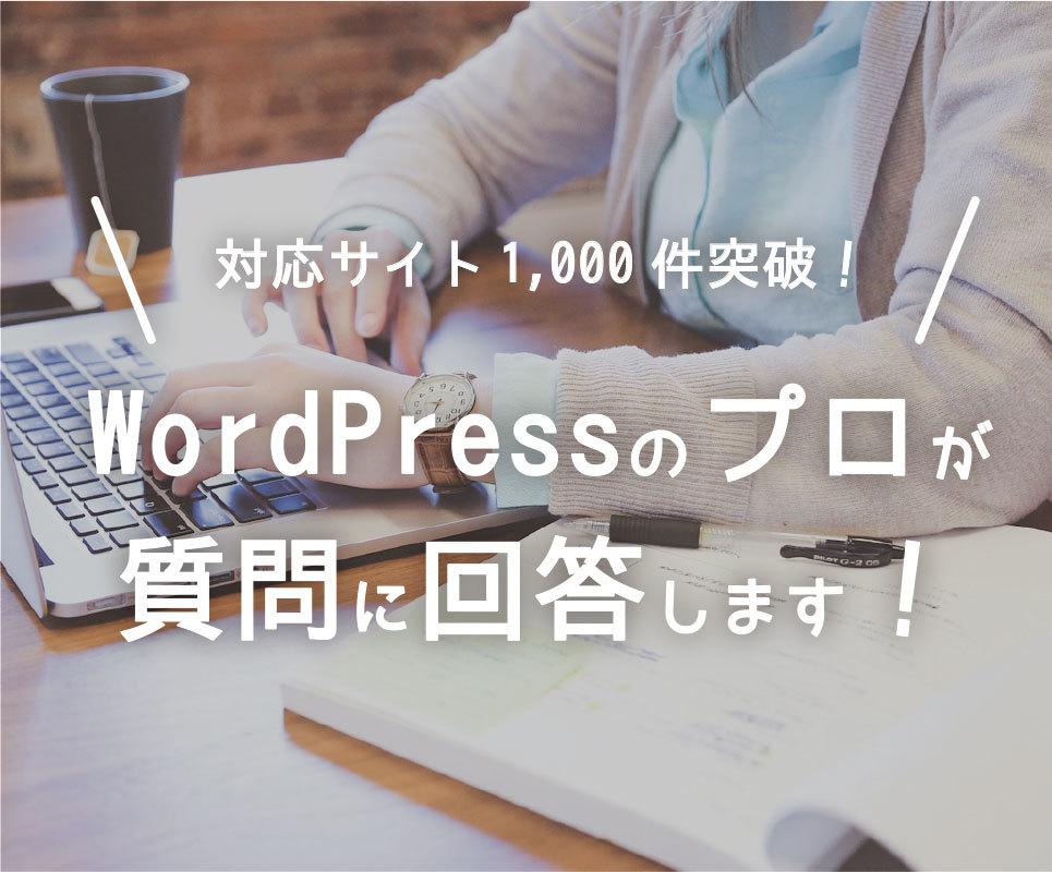 WordPressのプロがどんな質問にも答えます 対応サイト1000件突破。現役エンジニアによる完全サポート!