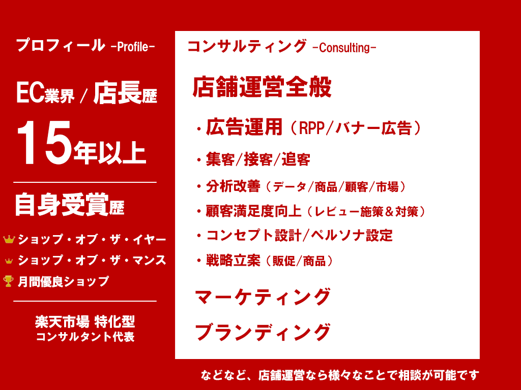 楽天 RPP広告運用代行 運営歴15年店長がします ≪元ショップオブザイヤー受賞＆運営歴15年の実績重視店長≫ イメージ4