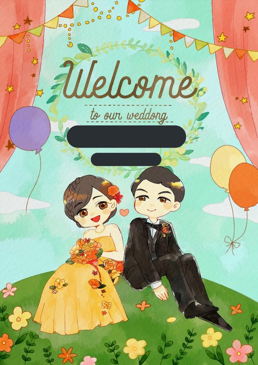 結婚式のウェルカムボード描きます 可愛い柔らかい雰囲気のウェルカムボードを描かせて頂きます!