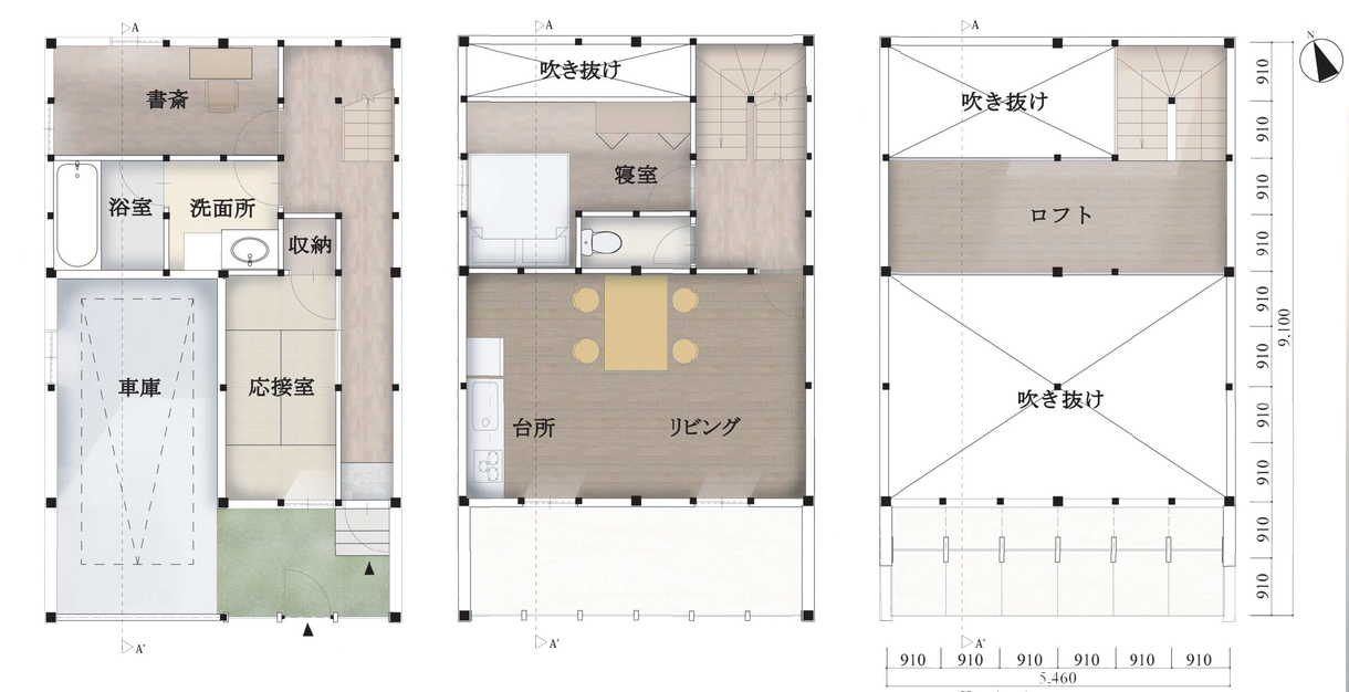 学生向け 建築図面を作成します 図面起こしから着彩まで幅広く対応 Cad図面作成 加工 建築 インテリア 図面デザイン ココナラ