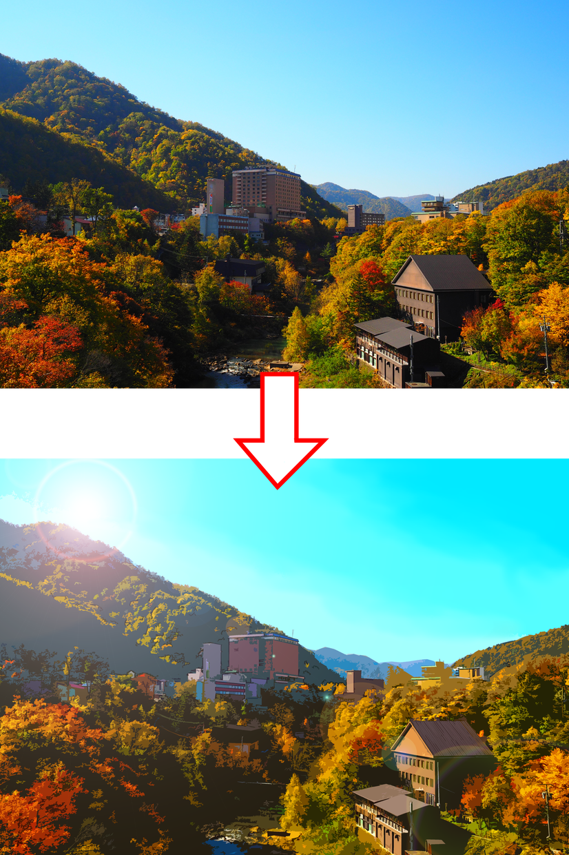 写真をイラスト風にします 最短当日、お急ぎの方歓迎!イラスト背景用などにどうぞ!