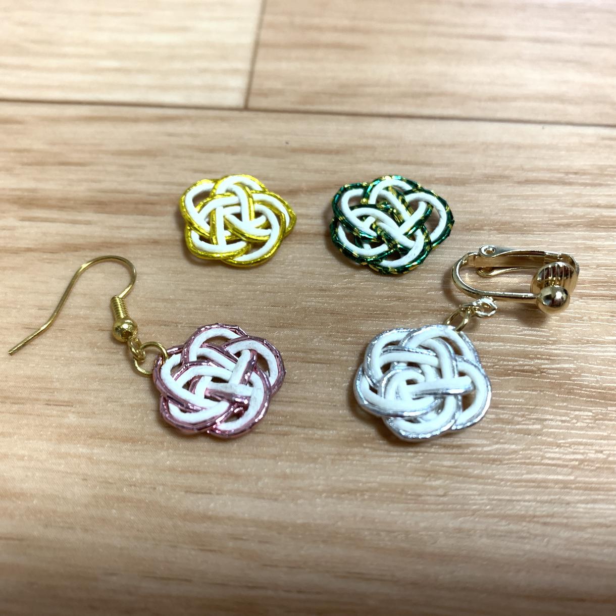 イヤリングをつくります シンプルな水引きイヤリングはどうですか