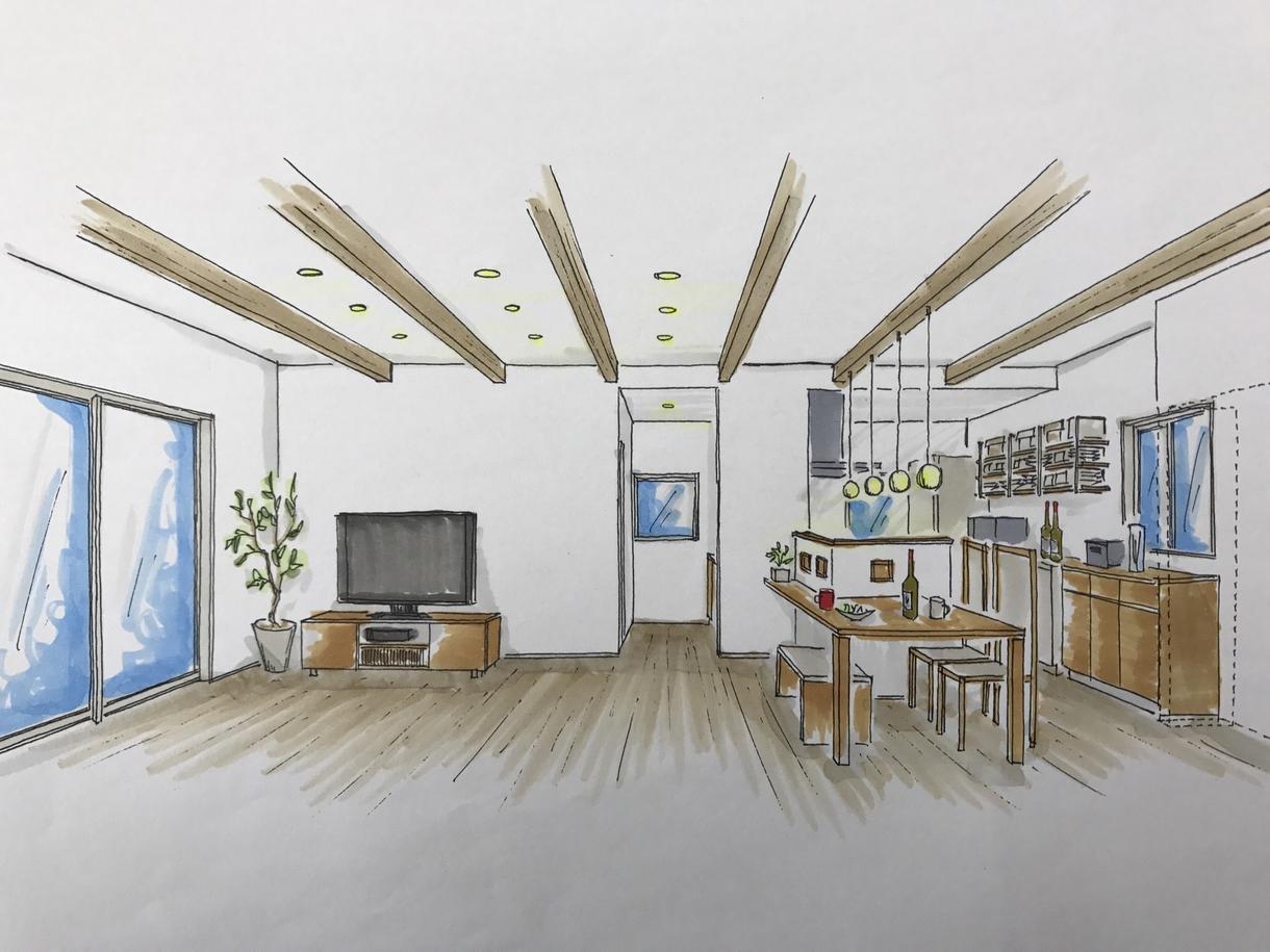 お家の内観パースを手描きで作成します 空間イメージが出来ない方にオススメです 建築 インテリア 図面デザイン ココナラ