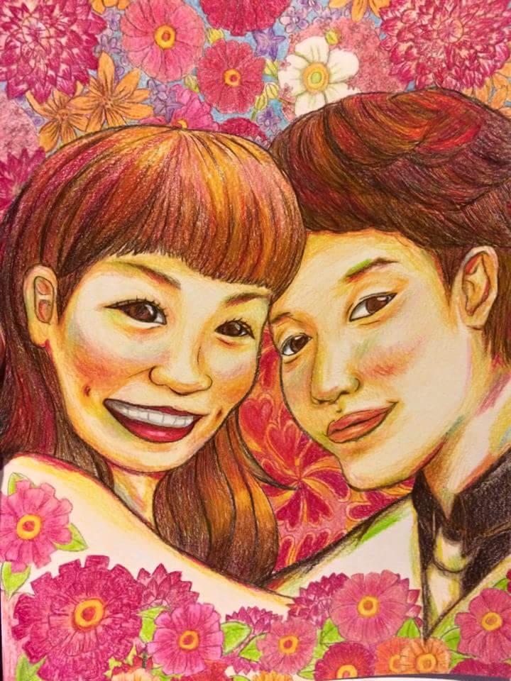 ウェルカムボード描いてます ウェルカムボードに、結婚のお祝いに。