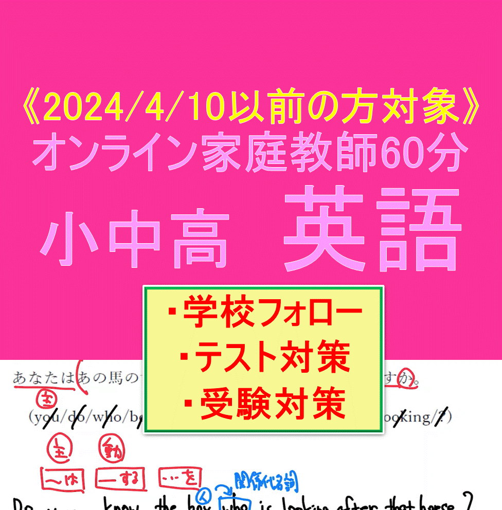 小中高対象！英語のオンライン家庭教師をします 【2024/4/10以前の方】指導歴20年！補習＆受験対策 イメージ1