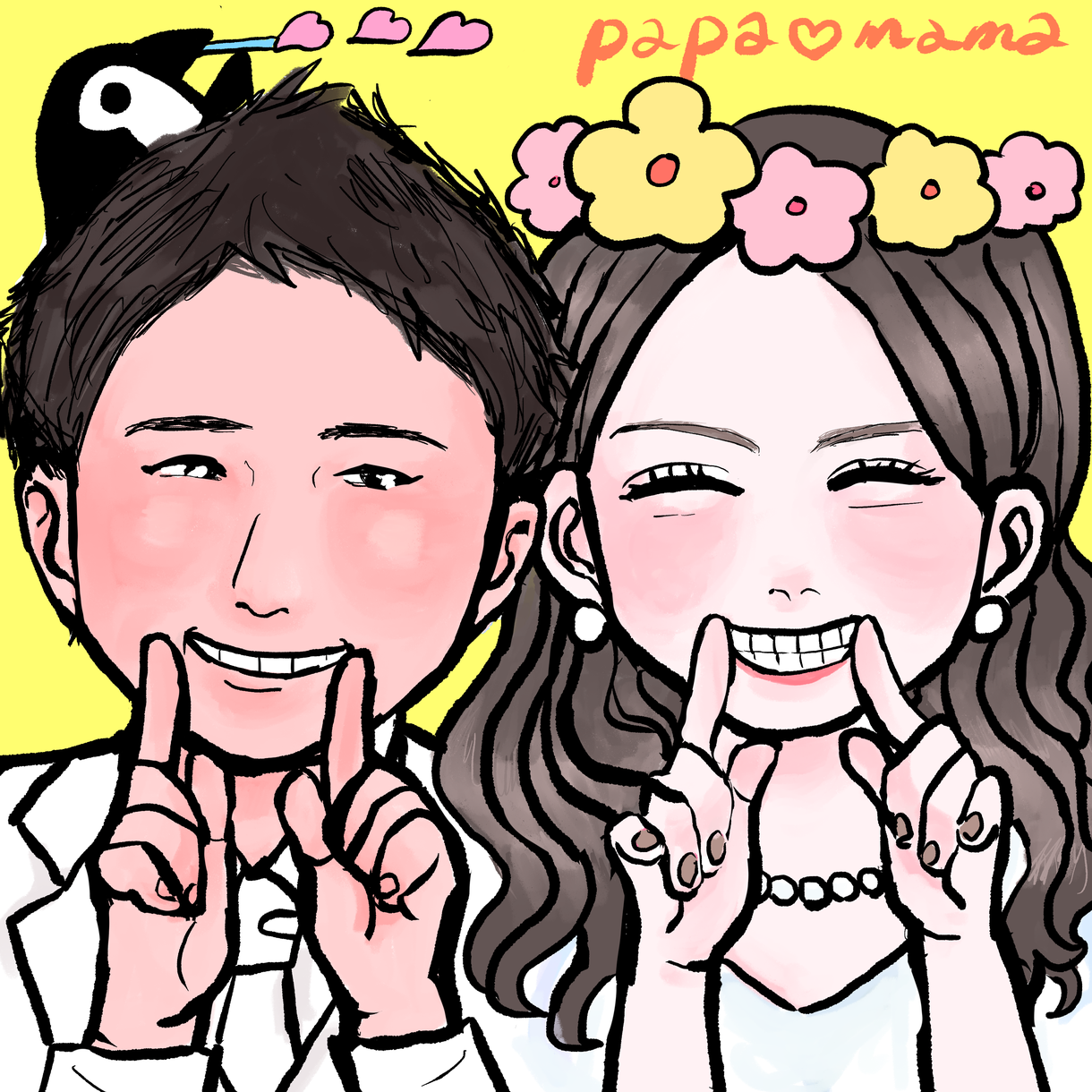 ハッピーな似顔絵かきます *ハッピーで楽しそうなデフォルメの似顔絵を描きます