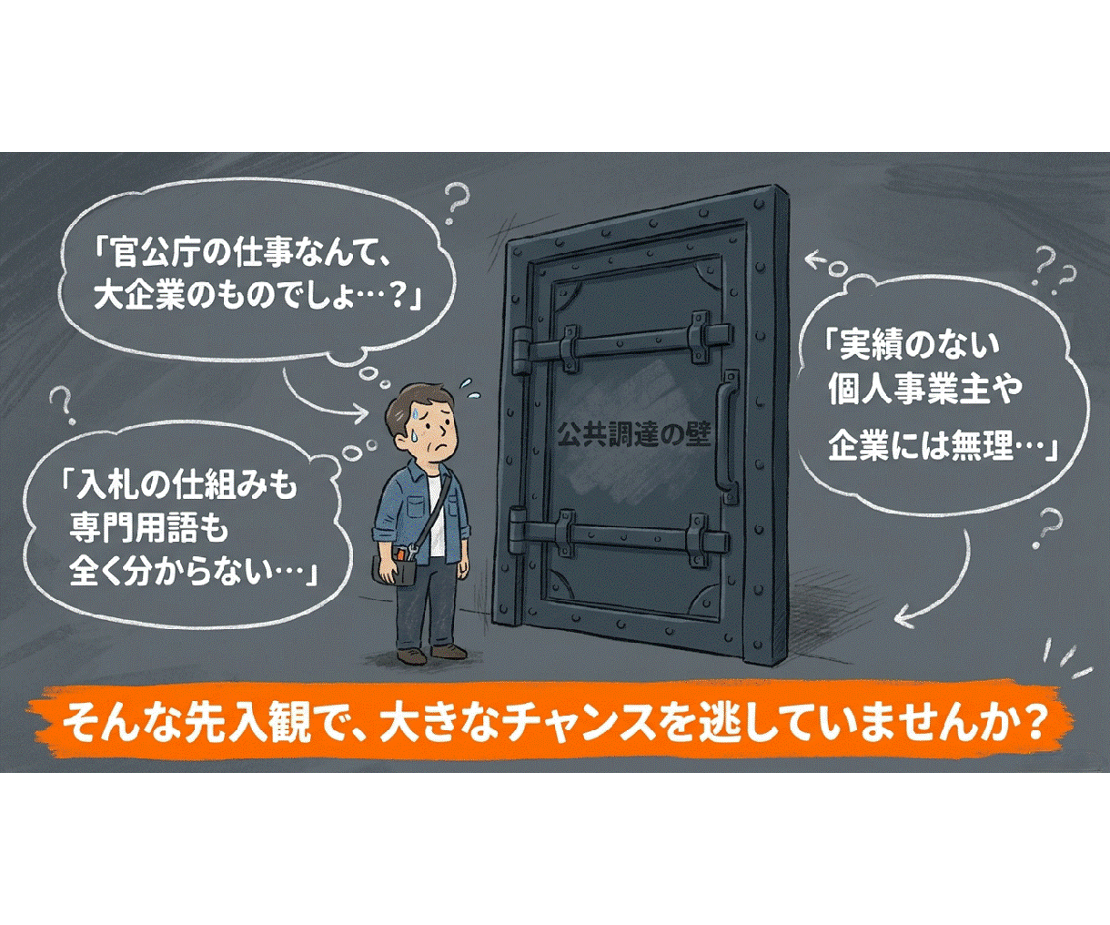 初めての官公庁入札を元発注者がゼロから支援します 実績ゼロから公共調達へ。元発注者が個別サポート イメージ2