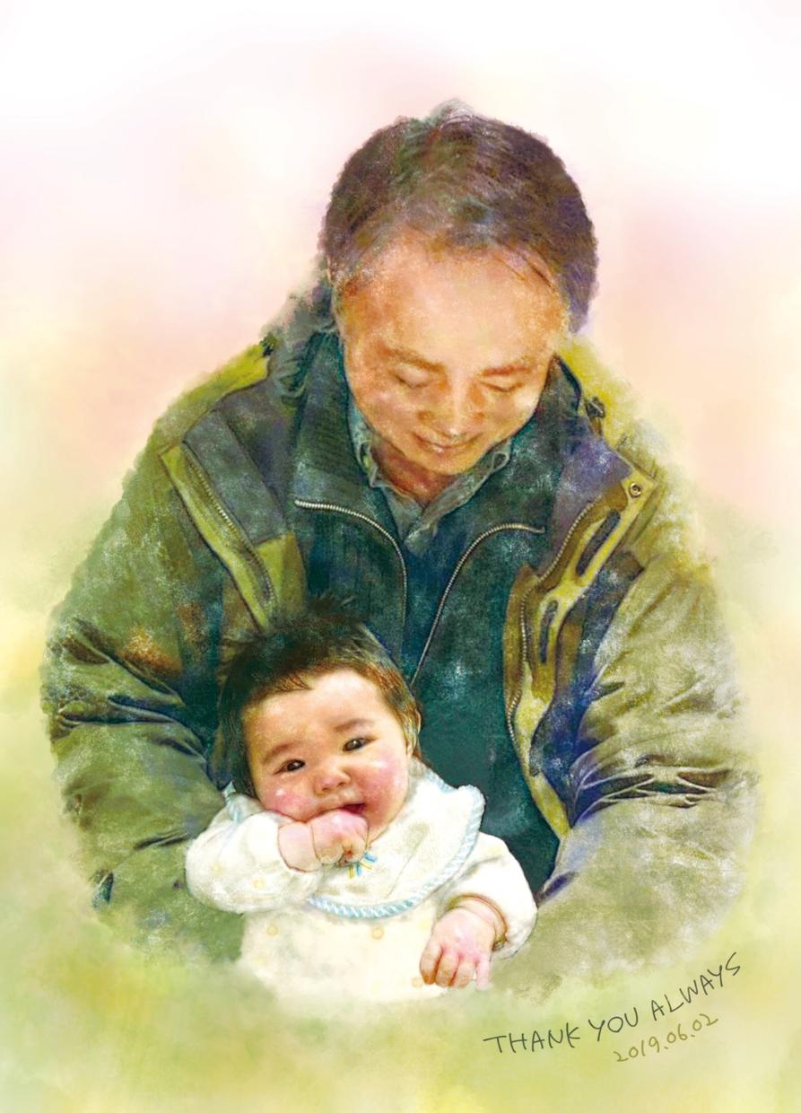 写真をベースに優しいタッチの似顔絵作成します 誕生日 結婚式 記念日に。暖かみのあるイラストを作成します。