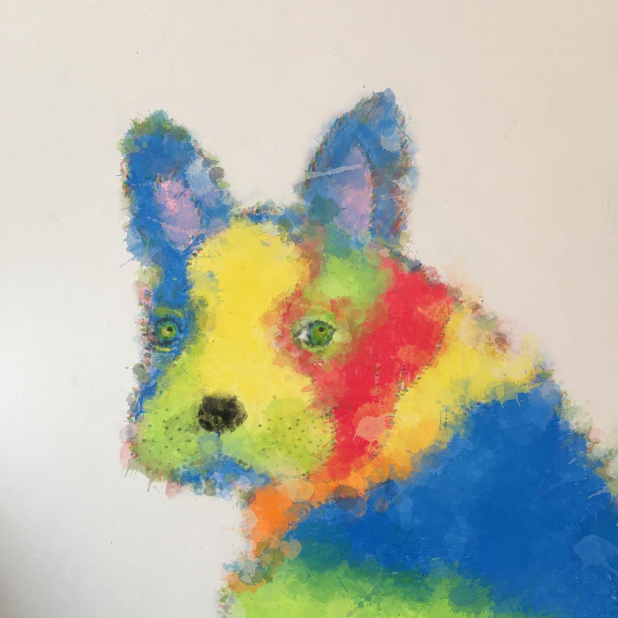 ペットを含む似顔絵を独自の色彩で描きます 特別じゃない日の自分へのちょっとした価値あるプレゼントを