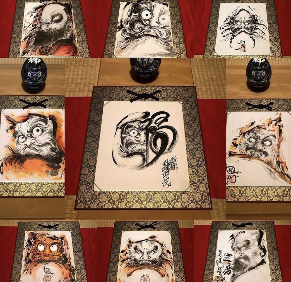 縁起物】水墨画 達磨 達磨絵 墨絵 墨 福 書 だるま DARUMA