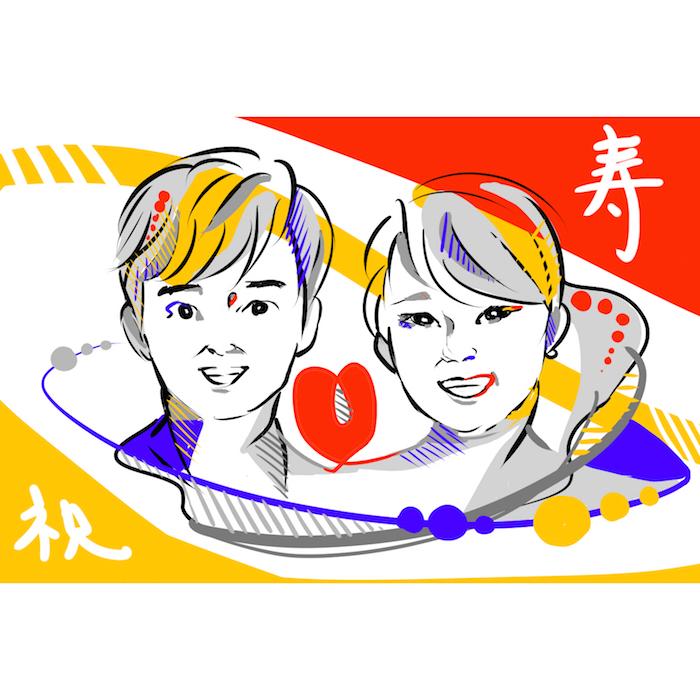 結婚式用、SNSアイコン用の似顔絵を少し独創的なタッチのイラストを描きます*