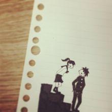 かわいいカップルのイラストを描きます。