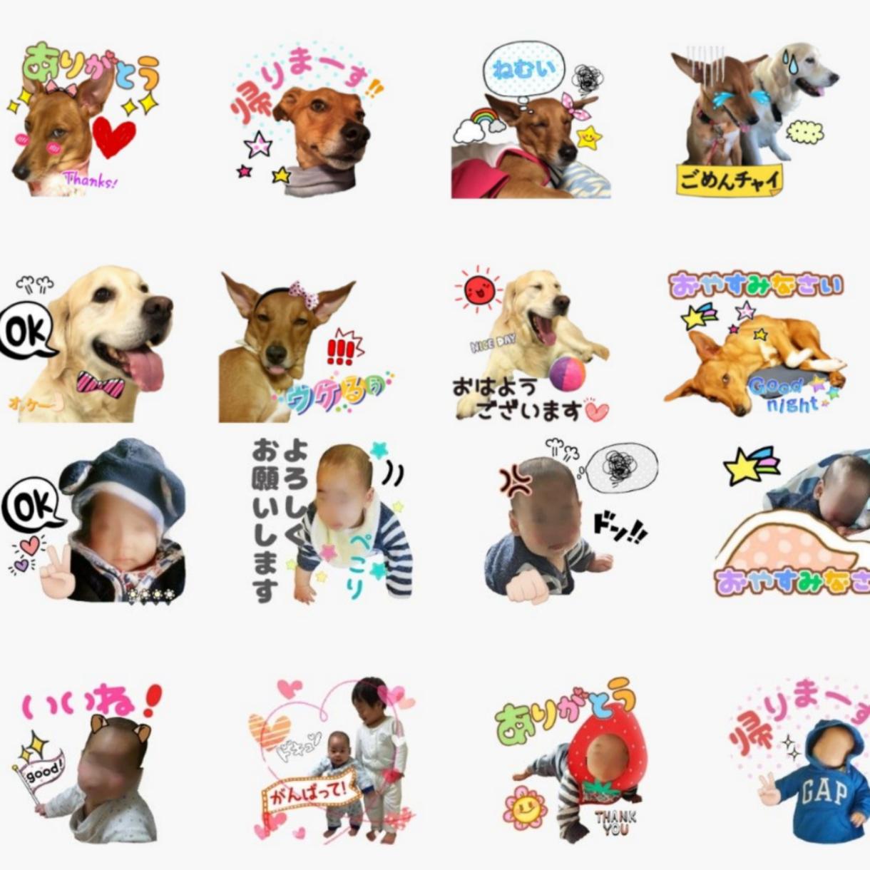 写真を使ってLINEスタンプ作成します わんちゃんやお子さまの写真で如何でしょうか(*^_^*)