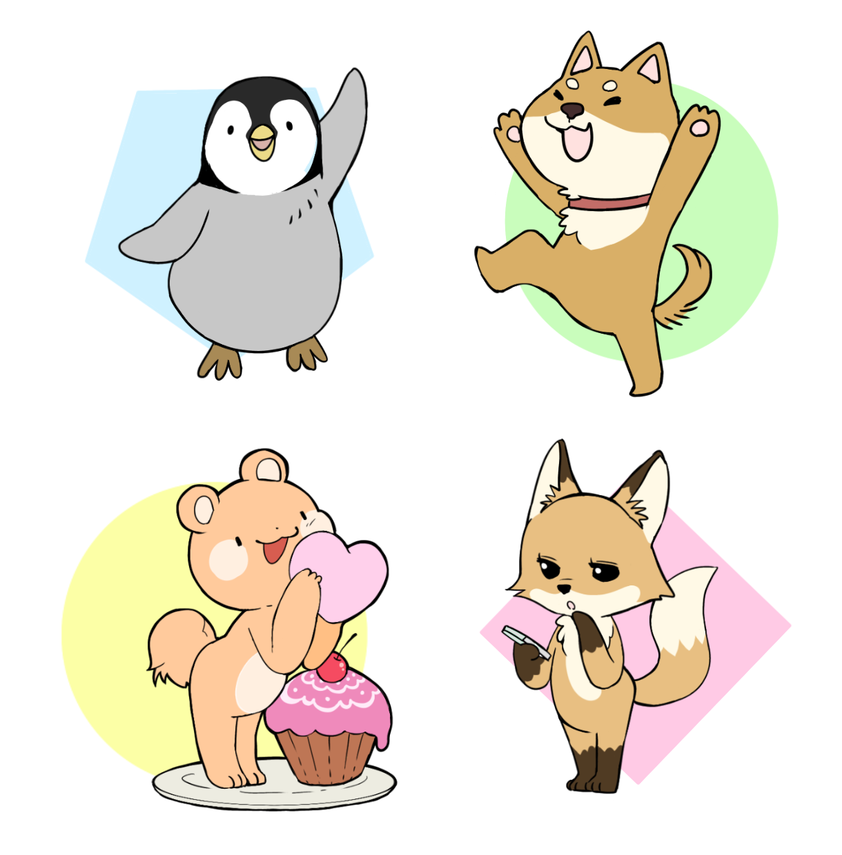 かわいい どうぶつのデフォルメイラスト描きます 今だけ2枚で00円 キュートな動物イラストをお探しの方に イラスト作成 ココナラ