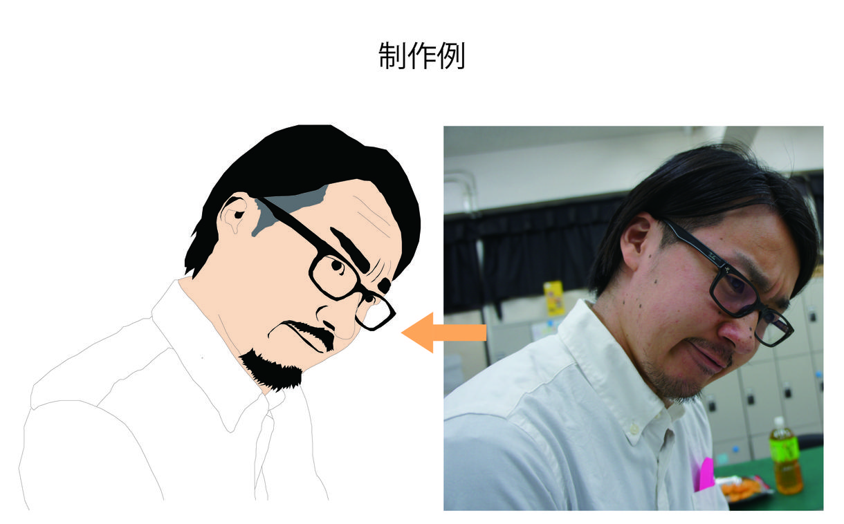 写真をもとにIllustratorで似顔絵を描きます。