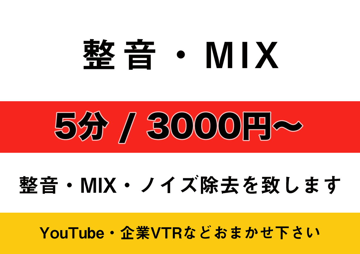 映像の整音 Mix作業を承ります 現役maミキサーのクオリティを保証致します 音声の編集 加工 ココナラ