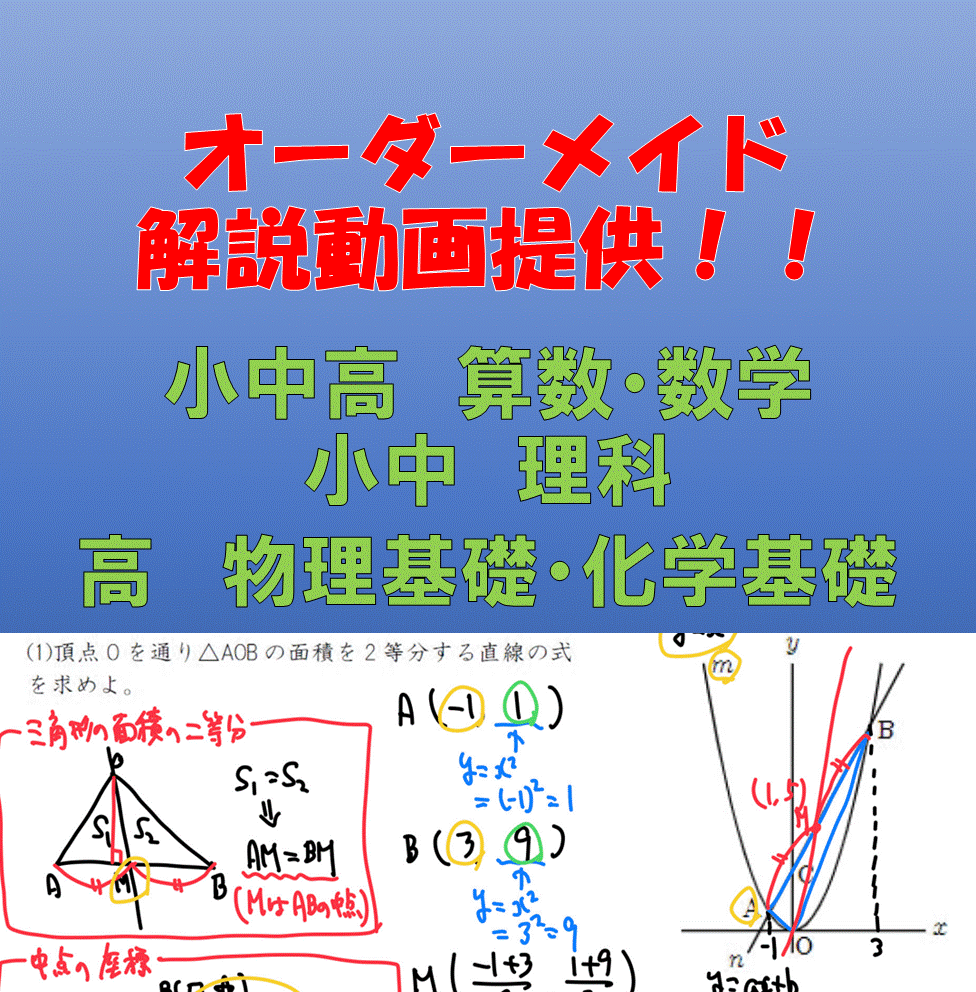 数学・理科の解説動画をオーダーメイドで提供します 小1から高3まで！学習指導経験20年です！ イメージ1