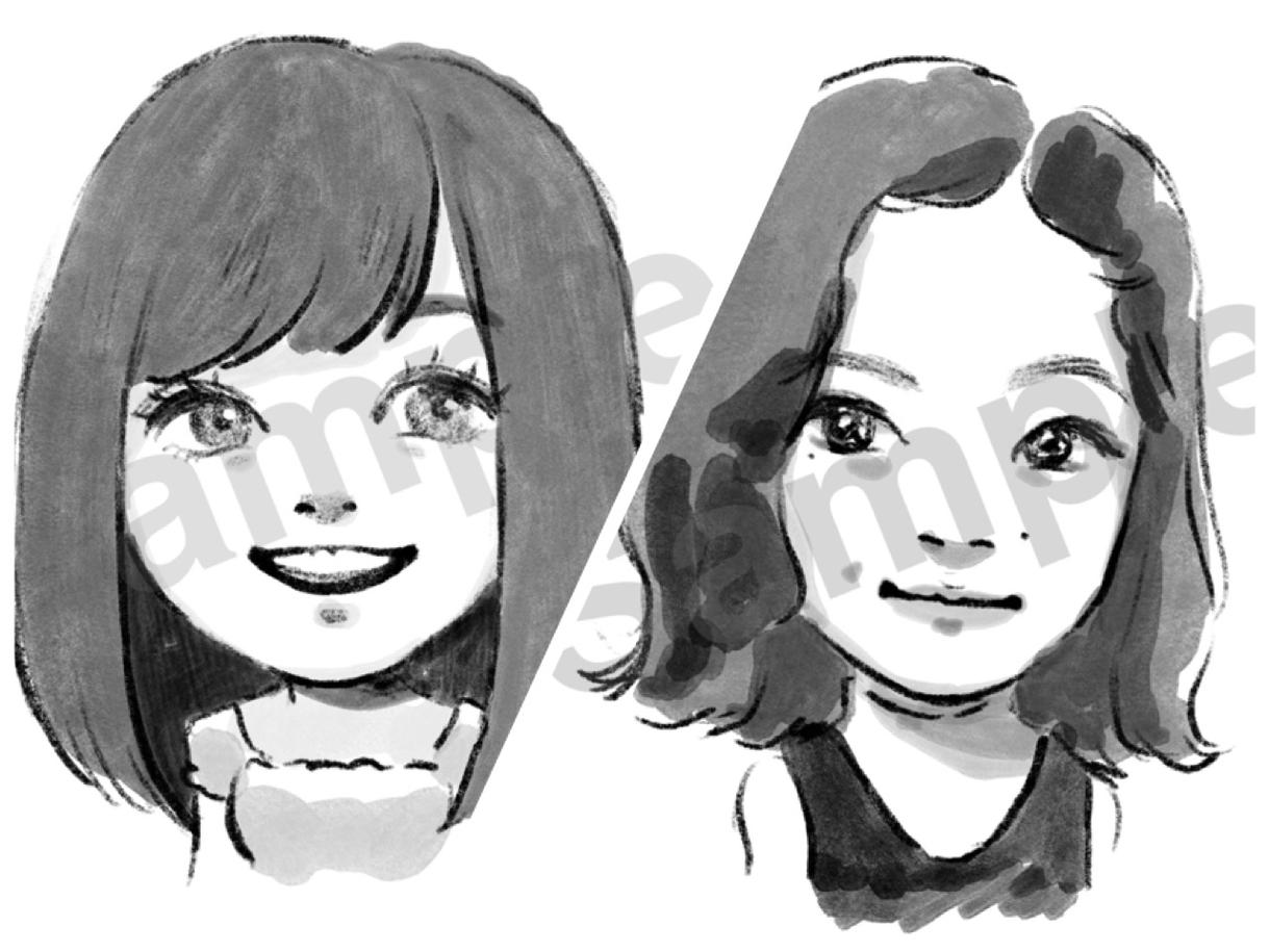 手書き風☆モノクロ似顔絵描きます snsのアイコンやプレゼントに♩