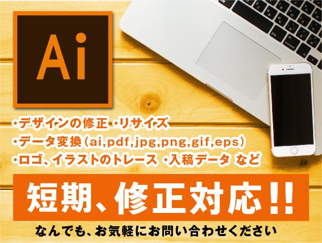 Illustratorで簡単な修正を承ります 短期、修正対応! 最短で見積りOK後の翌朝にはご確認可能!