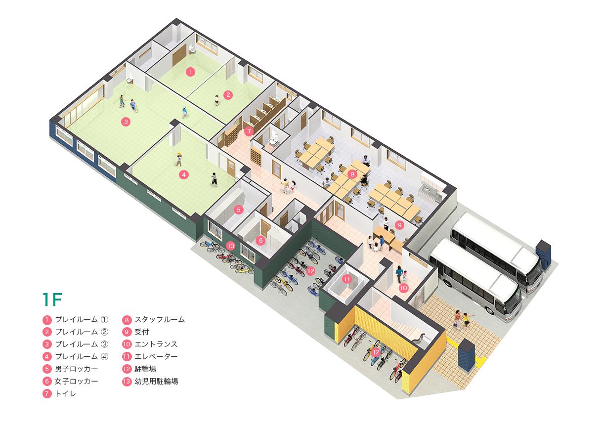 内部俯瞰パースを制作します 【建物の案内板やパンフレットなどに】