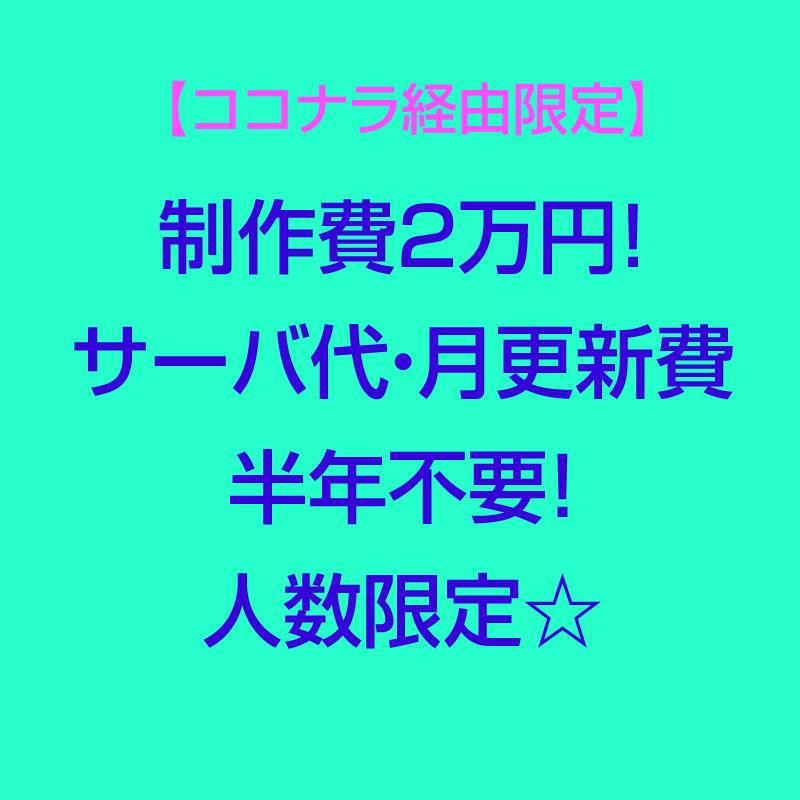 ココナラ経由限定 サイト制作します 制作費2万円!サーバ代・月更新費半年不要!人数限定☆