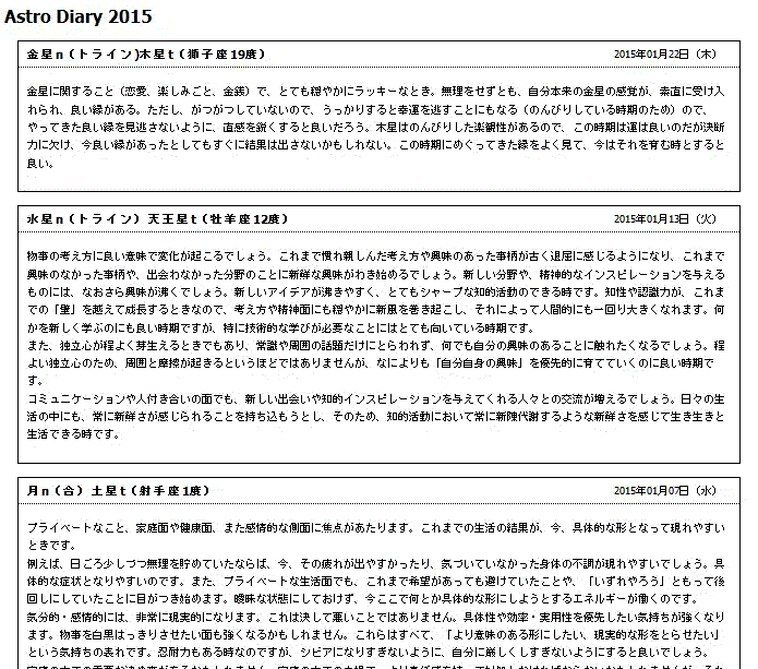 2026年度あなただけの総合運・鑑定書を作成します アストロ・ダイアリー(B)プライベート 年間約45日 イメージ3