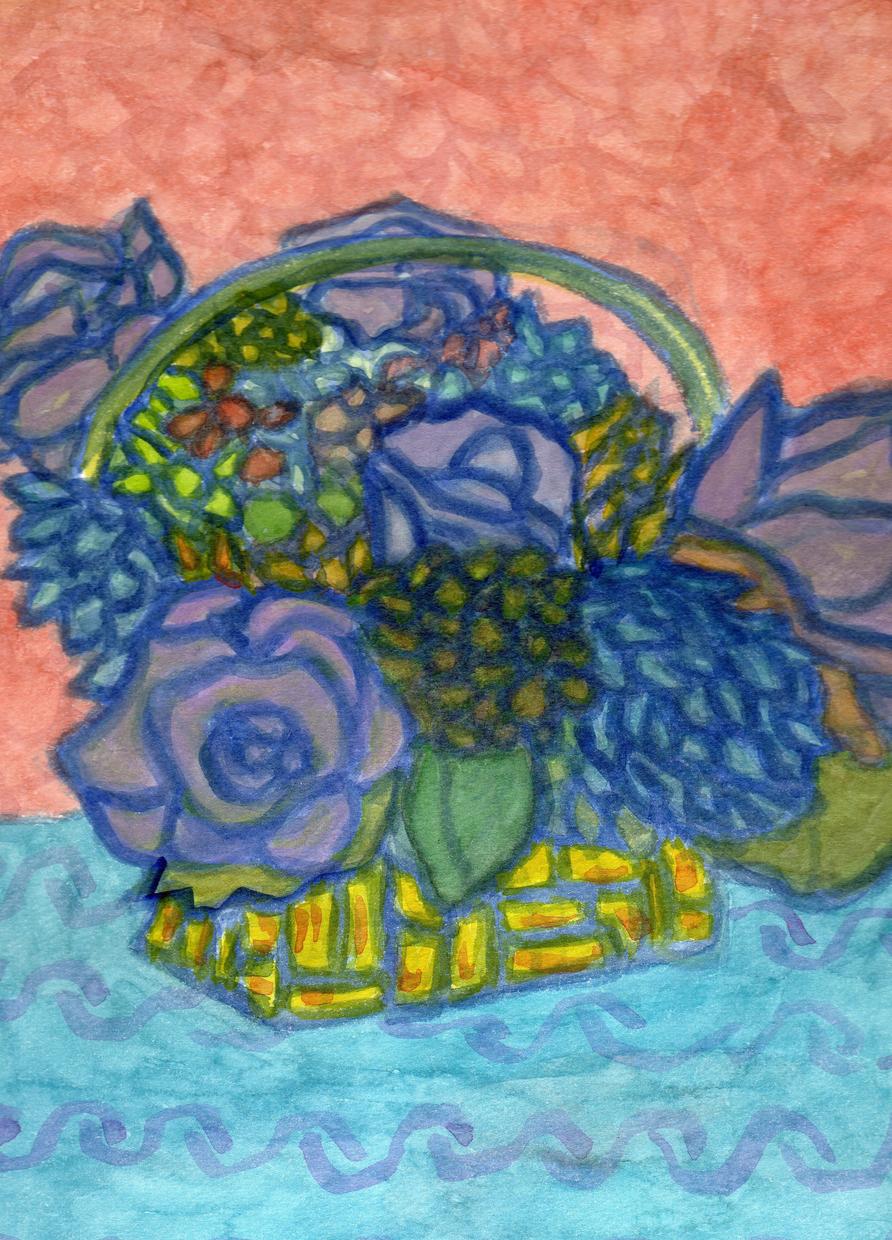 透明水彩絵の具で静物画や風景画などを描きます ほんわ~かした暖かい画風で描きます。