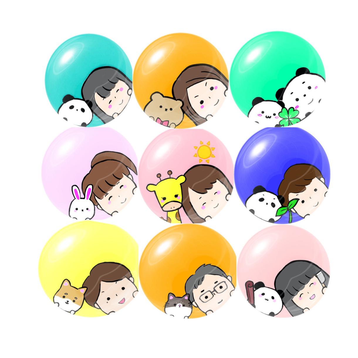 イラスト描きます 丸枠からひょっこり飛び出す ゆるいイラスト アイコン作成 ココナラ