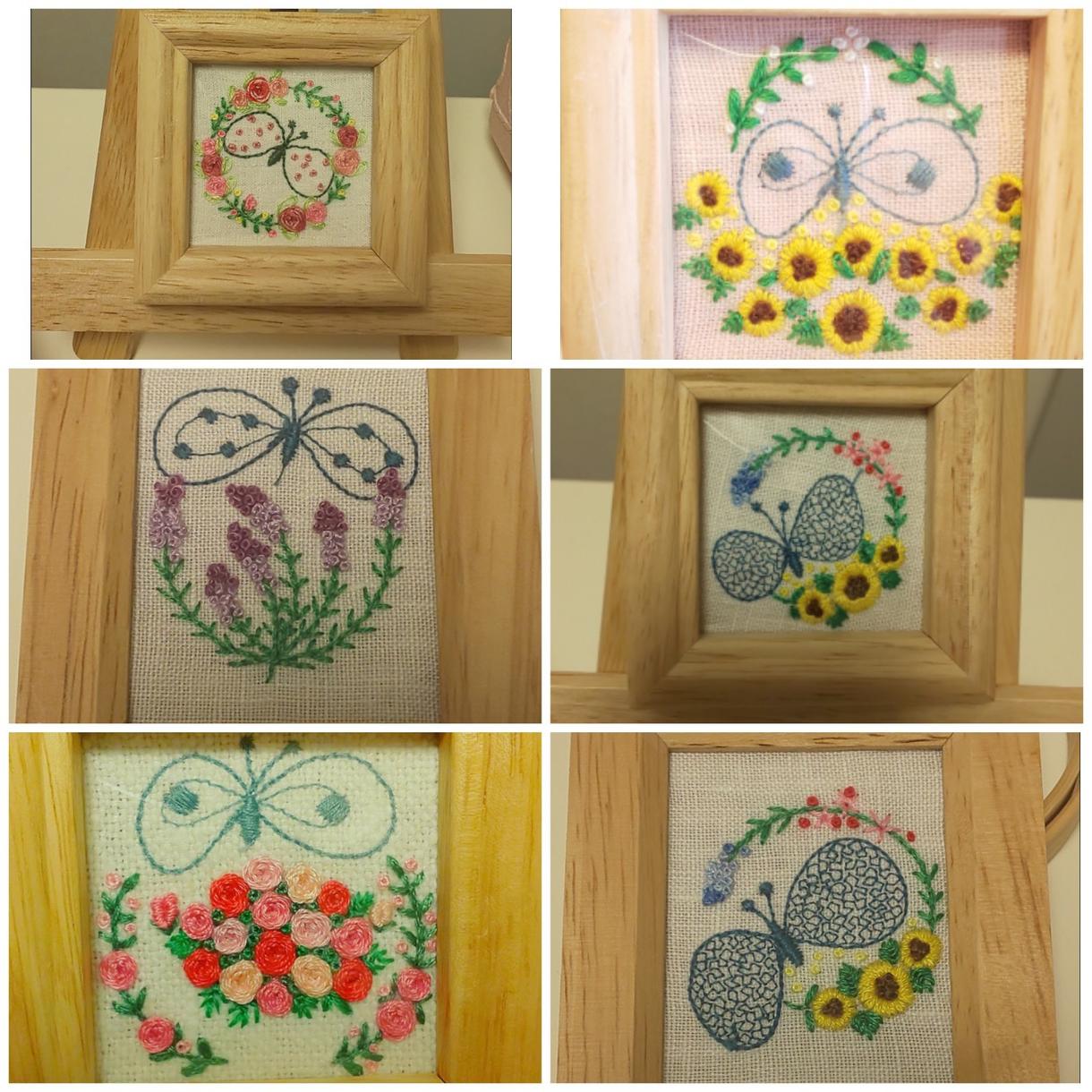 お花の刺繍を製作させて頂きます オリジナルの刺繍壁掛けや写真立てをお部屋にいかがでしょうか?