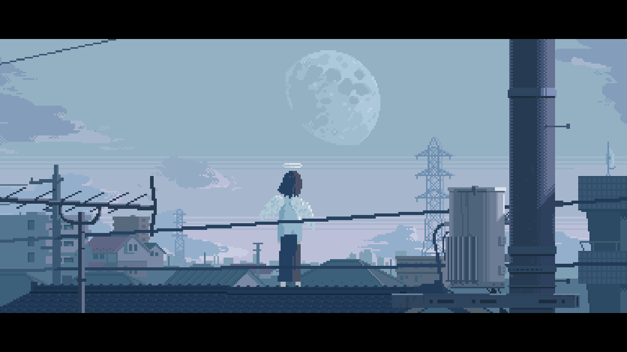 空気感のある背景のドット絵を描きます 風景とキャラを描いたドット絵　ゲームやMV、挿画や表紙などに イメージ2