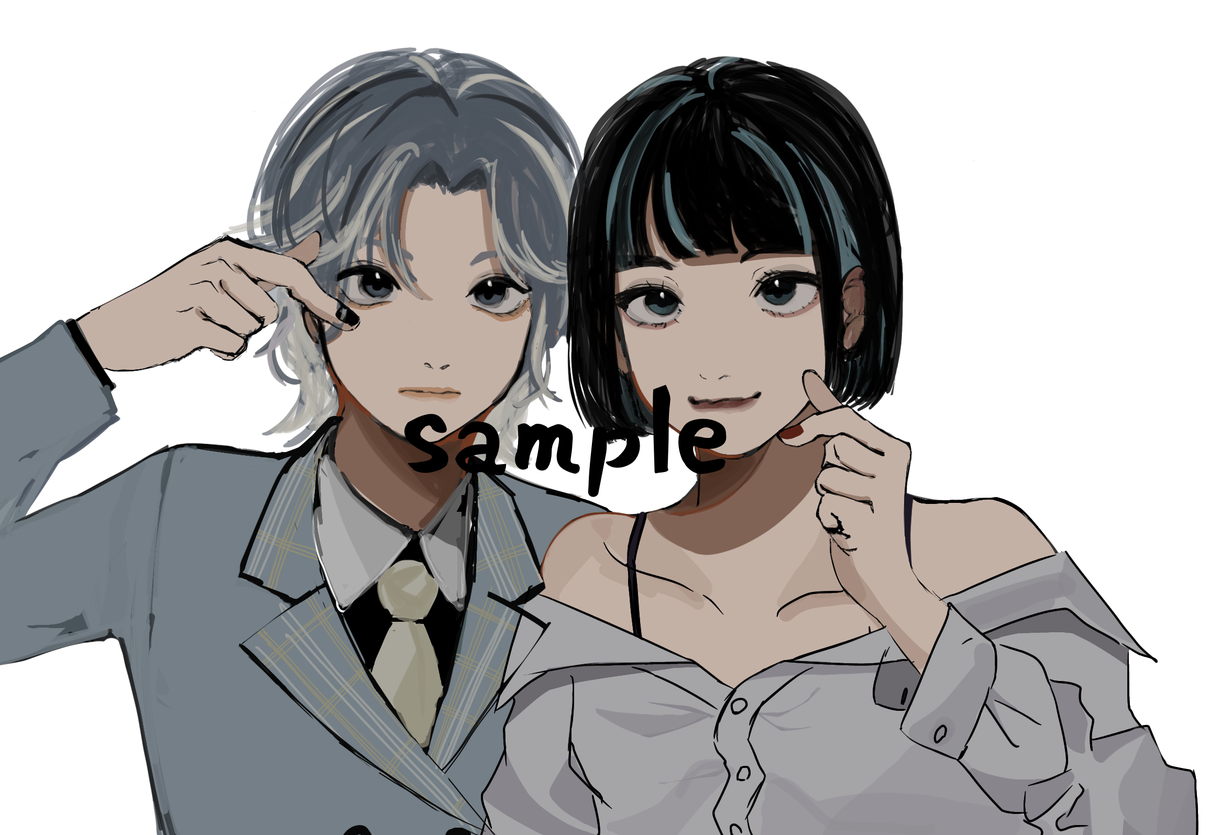 カップル絵 ペア画 描きます あなたともう一人の方とのイラストを描きます アイコン作成 ココナラ