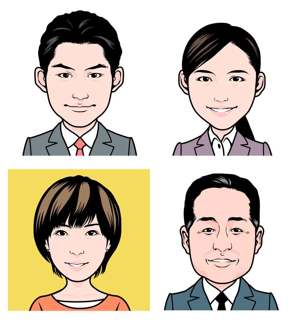 ビジネスや個人向けの似顔絵制作承ります 名刺やホームページ、SNS用アイコン等がポップな印象に!