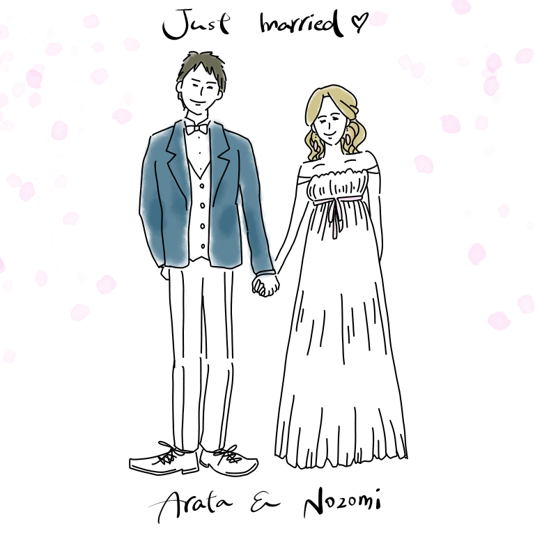 着用写真がなくてもOK!結婚報告イラスト描きます 【元ドレススタイリストが心を込めてお二人の幸せを形にします】