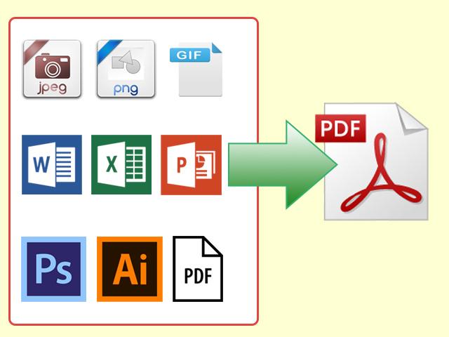 異なる形式のデータを1つのPDFにまとめます 各種ソフトで作成したファイルを1つのPDFデータに