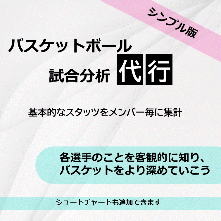 シンプル版】バスケットボール 試合分析を代行します メンバー全員のスタッツを集計、シュートチャートも追加可能です イメージ1