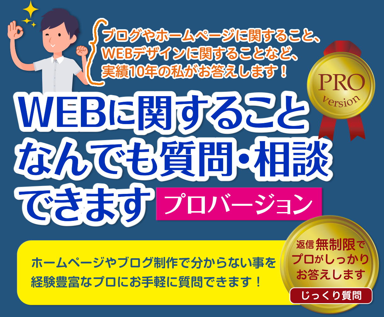 プロ版〜 WEBのお悩み何でも質問・相談できます ブログやホームページの「わからない」「困った」を解決します!