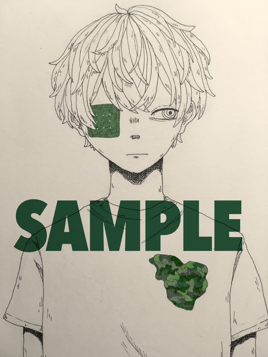 モノクロ+1カラーでイラスト描きます お好みの色をアクセントに個性的タッチで