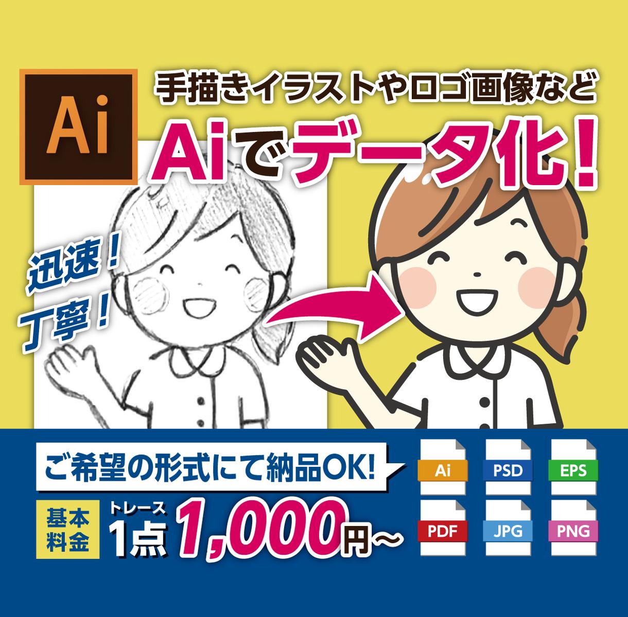 手描きイラストや粗い画像をきれいにデータ化します 手描きも写真もお任せ下さい 迅速丁寧にデータ化いたします デザインデータ修正 変換 ココナラ