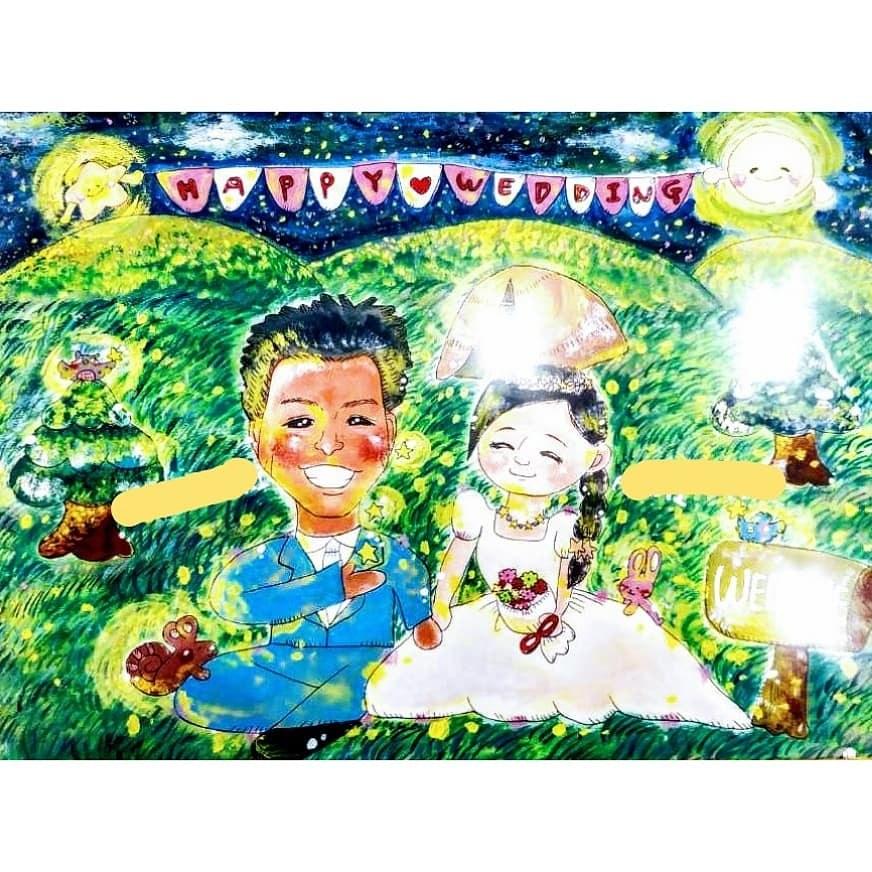 心を込めて似顔絵をかきます 結婚式、長寿祝い、こどもの成長など記念に残る絵にします!