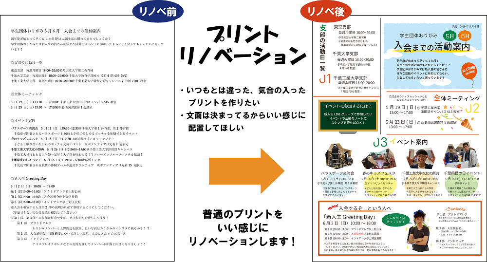 プリント・文書を可愛くリノベーションします 文字ばっかりのプリントをいい感じにしてみませんか?