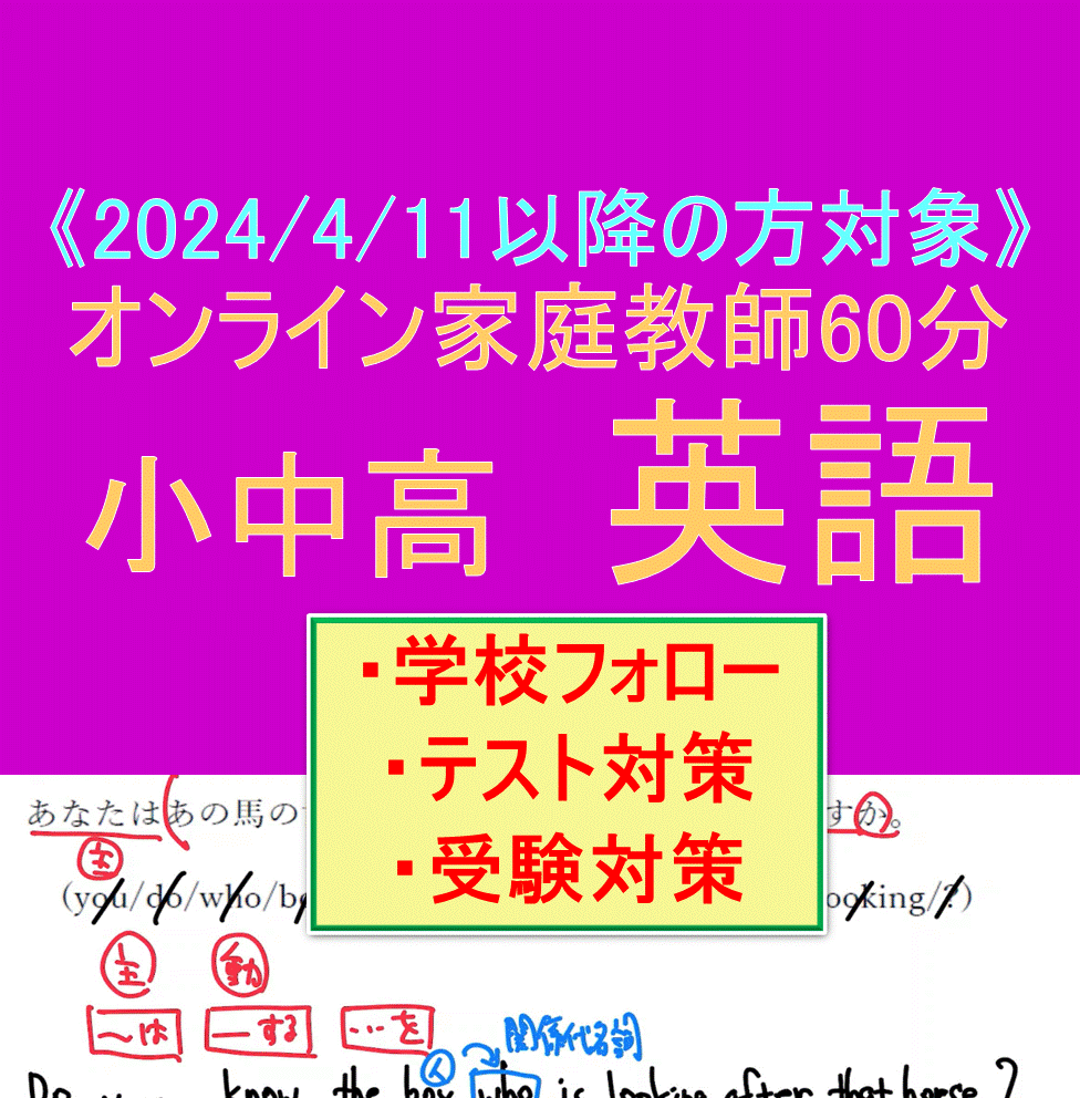 小中高対象！英語のオンライン家庭教師をします 【2024/4/11以降の方】指導歴20年！補習・受験対策 イメージ1
