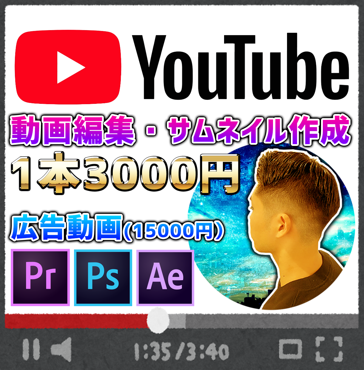 YouTube 動画編集&サムネイル作成します これからYouTuberを目指す方もしくは広告を出す方向け