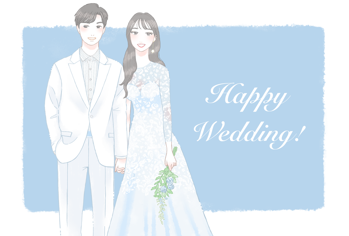 シンプルで可愛いウェディングイラストを描きます 結婚式やウェルカムボード 装飾やプレゼントにオススメです ウェルカムボードの作成 ココナラ
