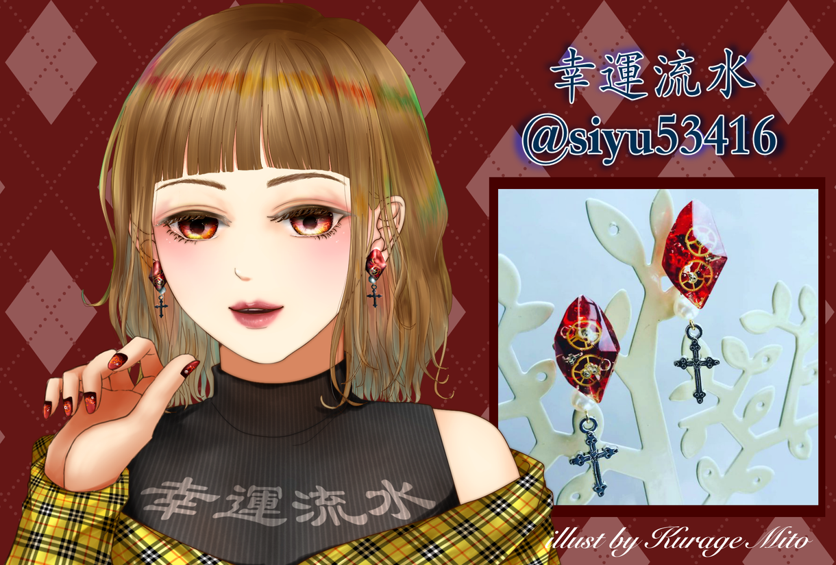 レジン作品を使った人物のイラスト描きます レジン作品を使用しているイラストをポップや商品見出し画像に
