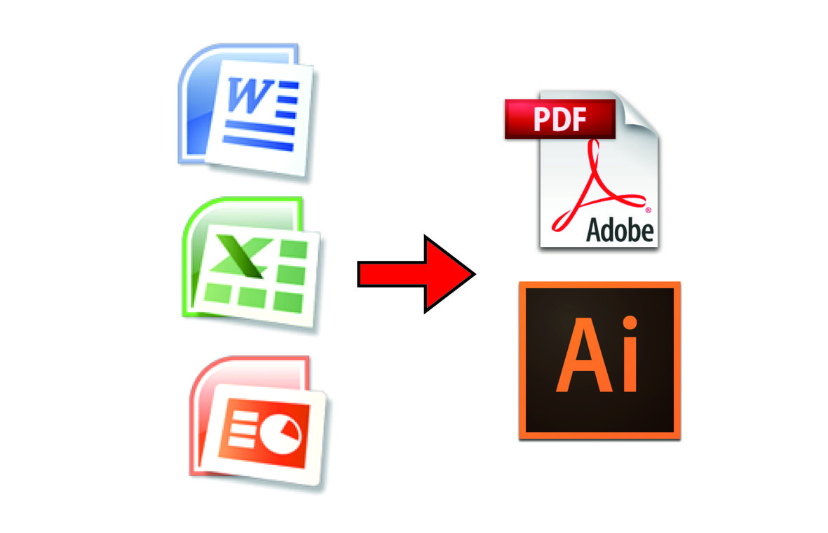 オフィスデータをイラストレーターデータ(.ai)やpdfデータに変換します。