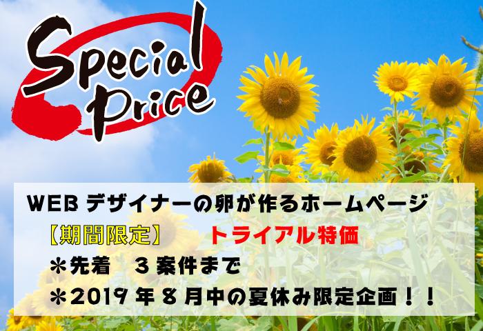 駆け出しWEBデザイナーがホームページをつくります 今だけの特別価格! ホームページ作成 トライアル価格